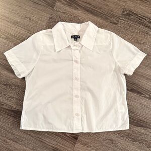 J. Crew White Short Sleeve Button Up